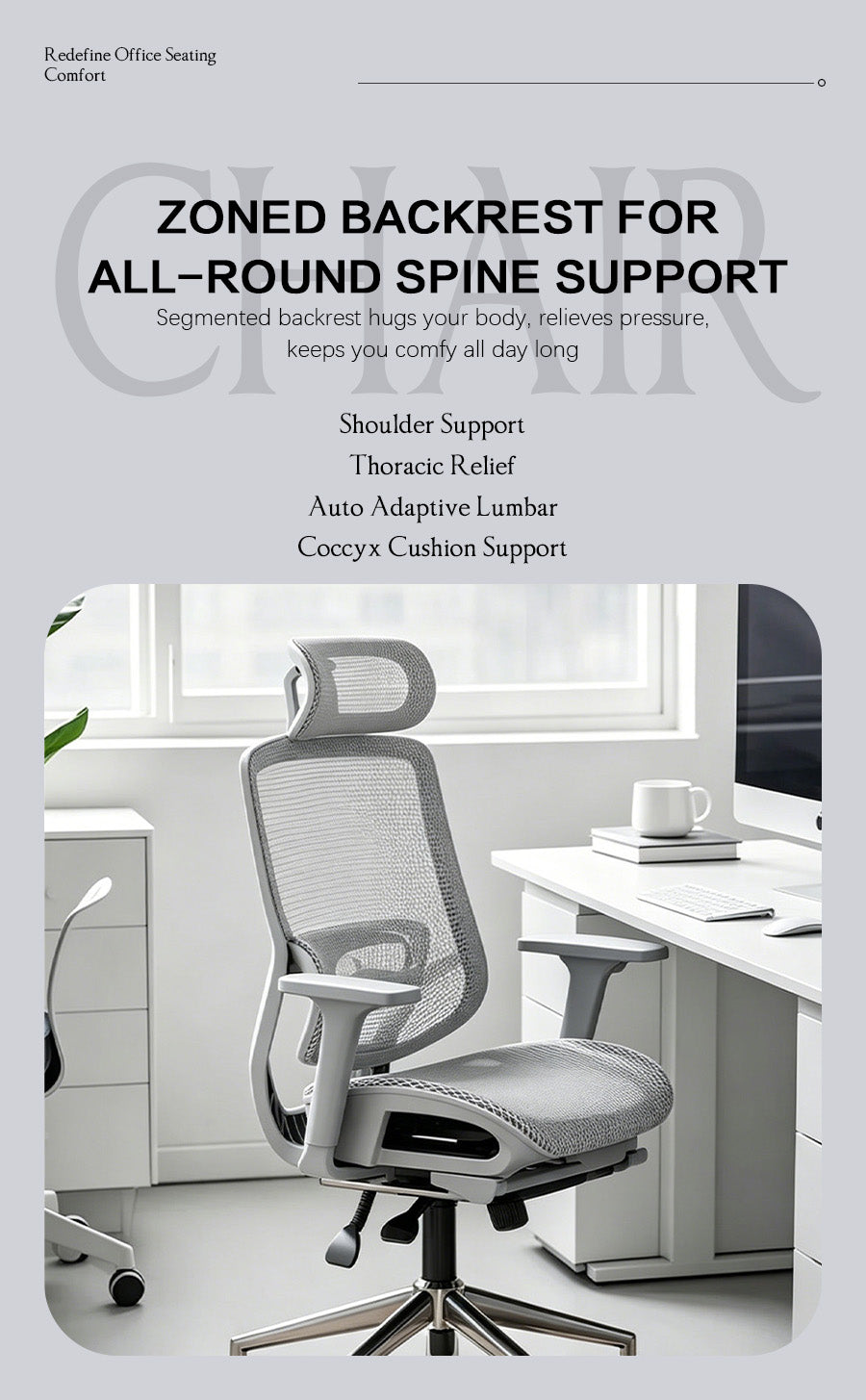 Kare Ergonomic Mesh Office Chair with Segmented Floating Lumbar Support
