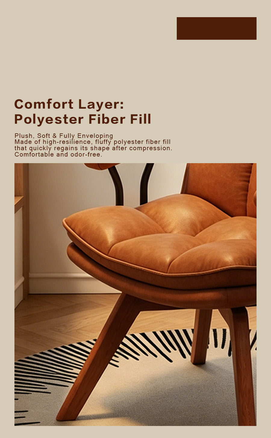 Jole Retro Caramel Leather Casual Chair