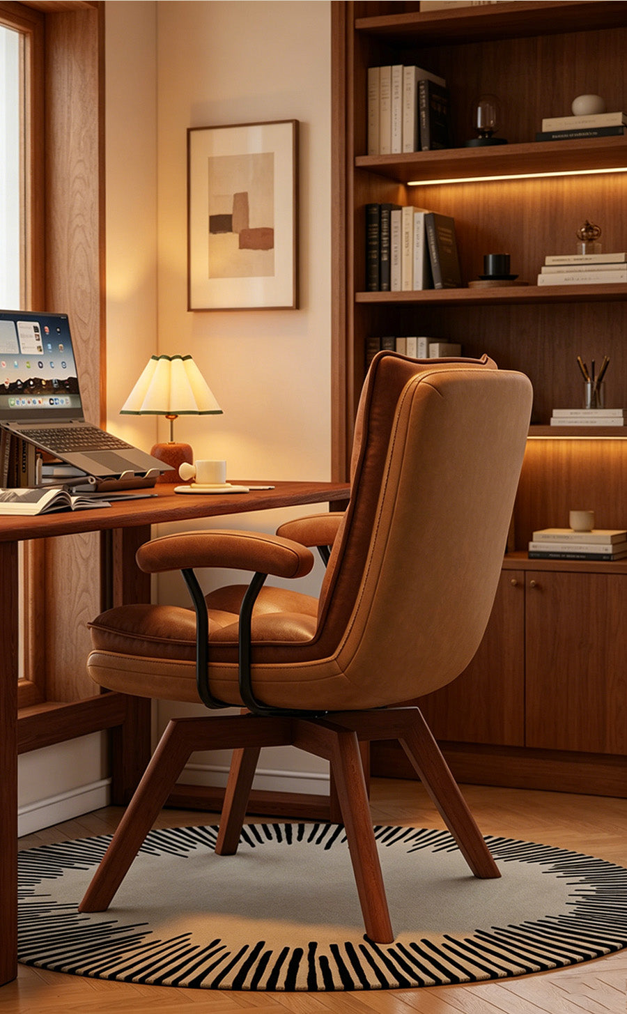 Jole Retro Caramel Leather Casual Chair