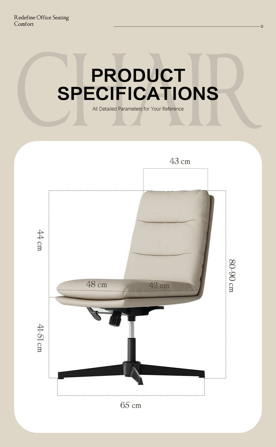 Duly Genuine Leather Executive Office Chair (Armless)