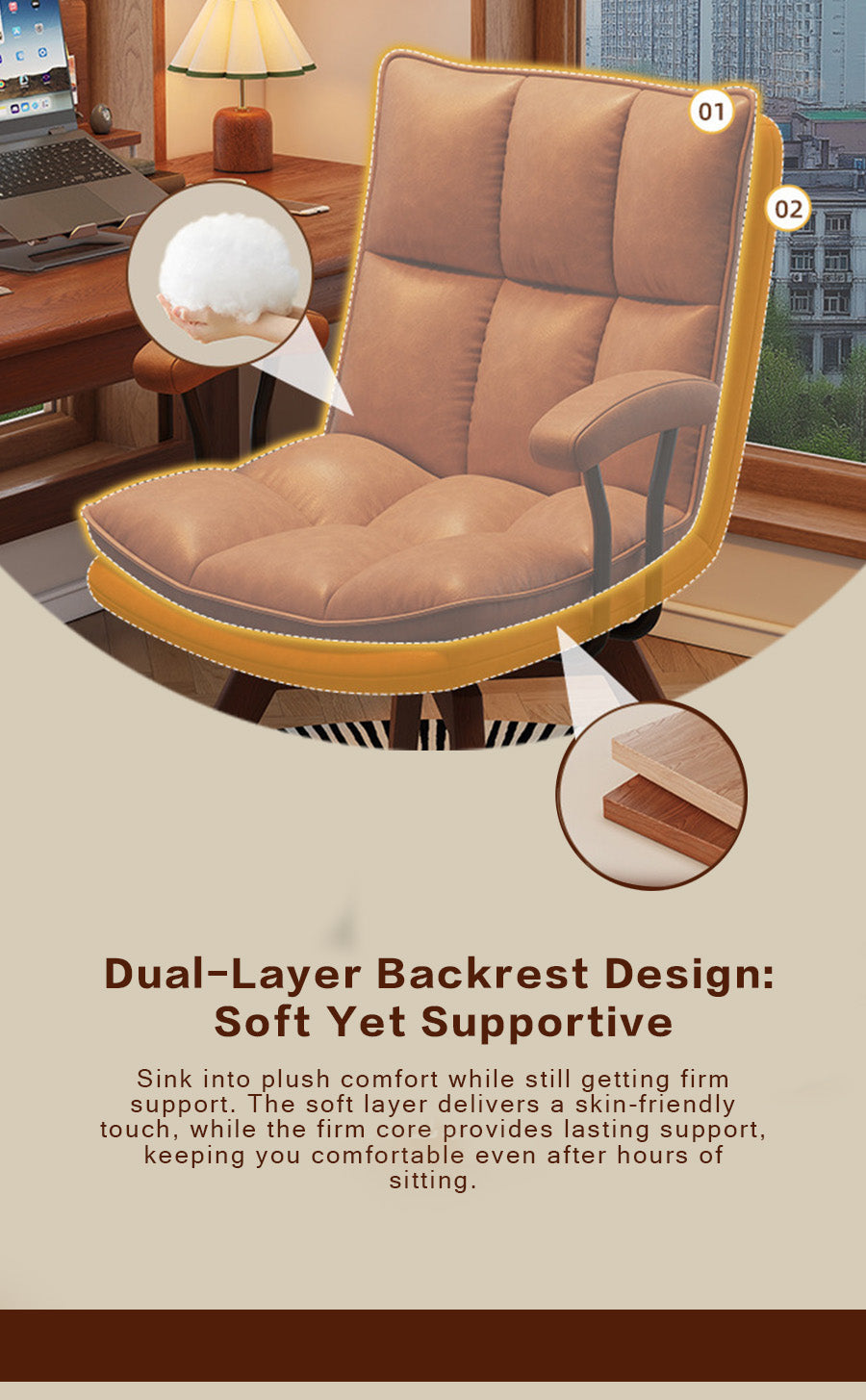 Jole Retro Caramel Leather Casual Chair