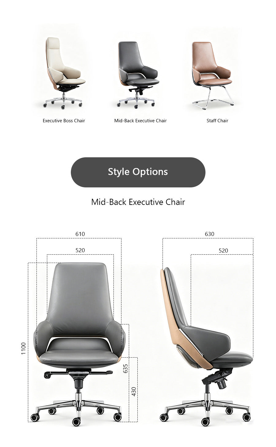 Title Luxury Ergonomic Leather Executive Boss Chair