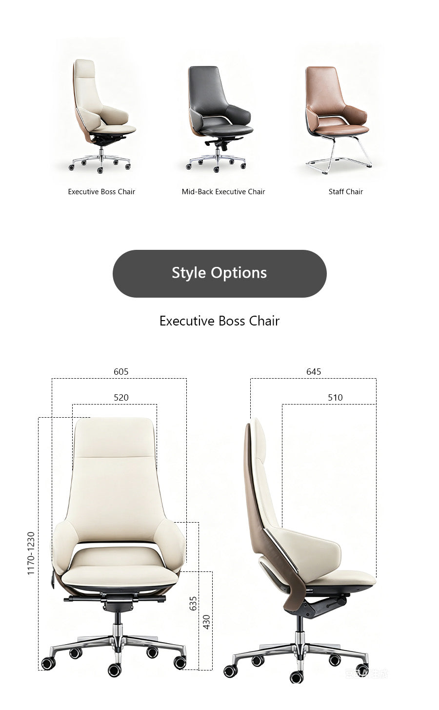 Title Luxury Ergonomic Leather Executive Boss Chair